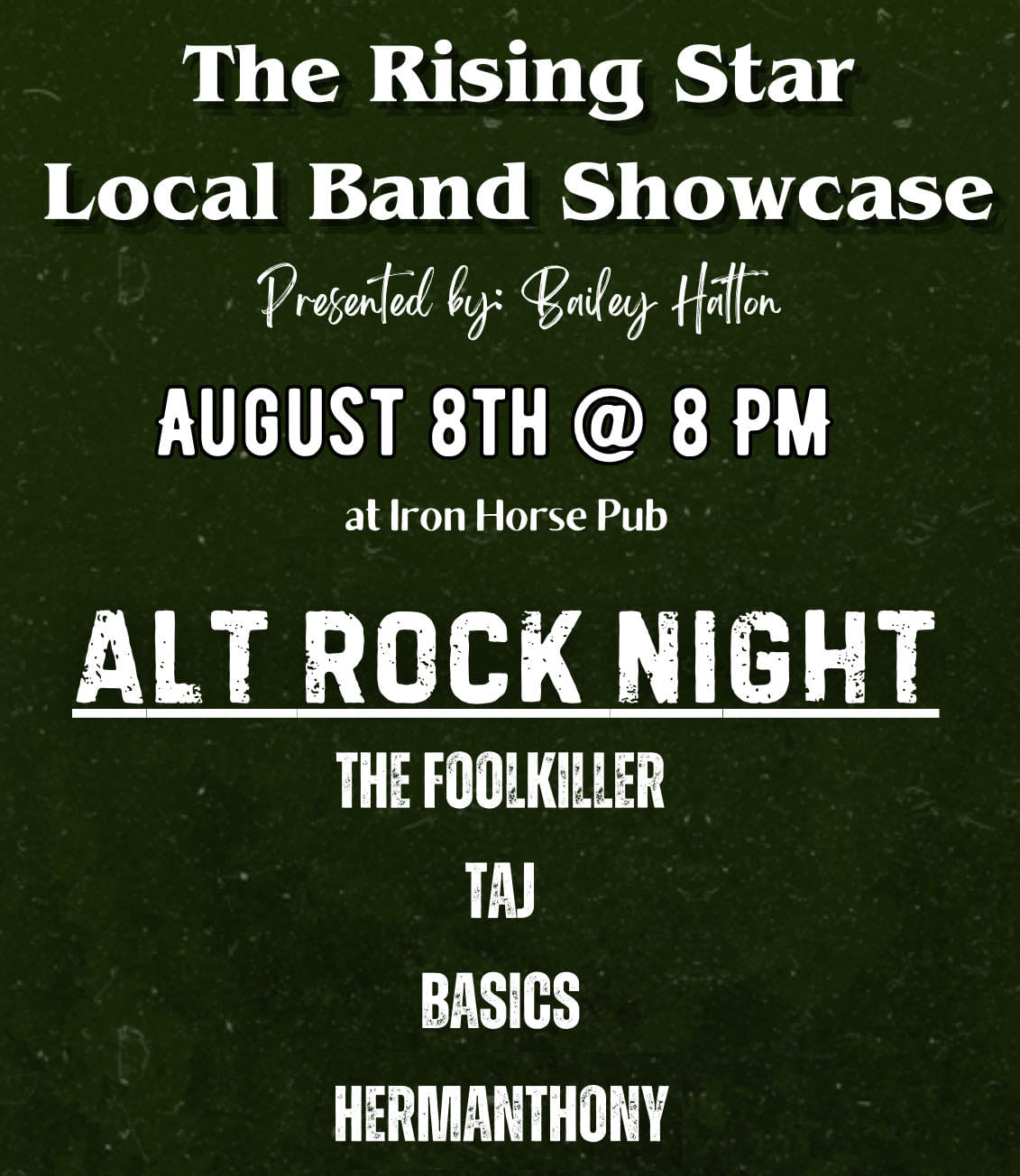 Flyer for Bailey's Band Showcase